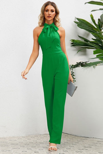Sleek Bowknot Halter Neck Jumpsuit | Dress In Beauty