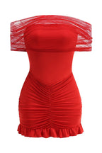 Off Shoulder Mesh Mini Dress - View 7 | WEUXS
