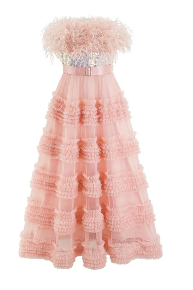 Feather ball gown dress - View 11 | WEUXS