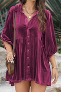 Chestnut Ruffle Velvet Tunic Top | Dress In Beauty