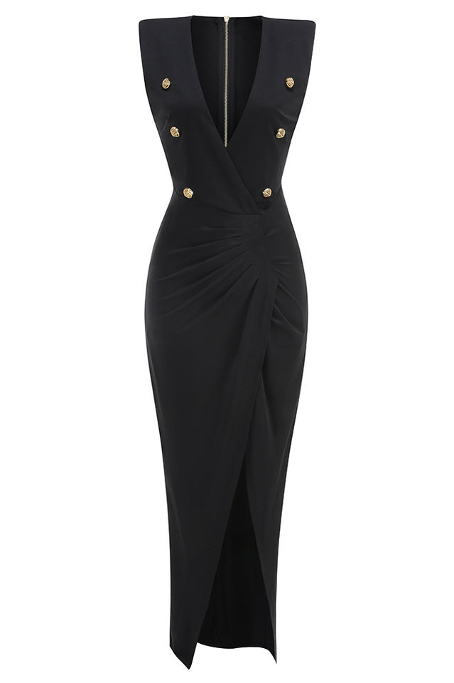 Button Detail Draped Maxi Dress | Dress In Beauty