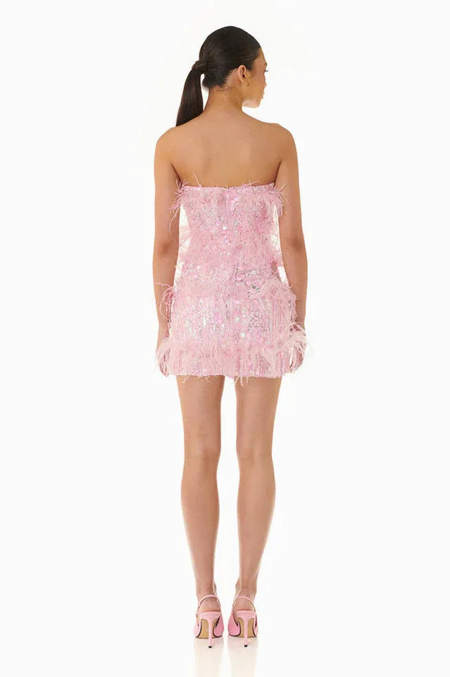 Sequin Feather Mini Dress - View 8 | WEUXS