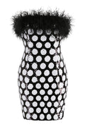 Feather Trim Polka Dot Sequin Dress | Dress In Beauty