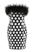 Feather Trim Polka Dot Sequin Dress - WEUXS