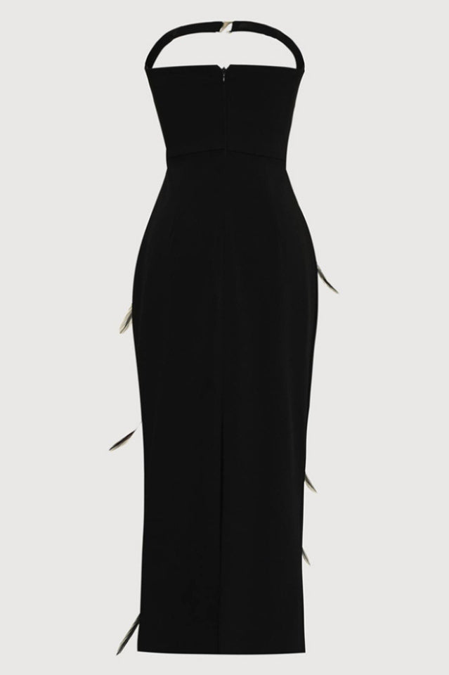 Feather Rhinestones Bodycon Midi Dress | Dress In Beauty