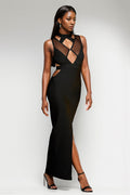 Simone Black Bandage Long Dress | Dress In Beauty