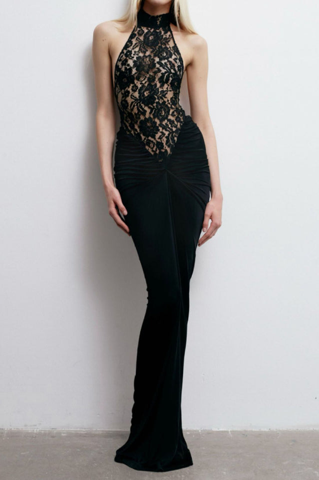 Janice Halterneck Lace Floral Maxi Dress | Dress In Beauty