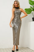 Textured Foil Halter Neck Maxi Dress | Dress In Beauty