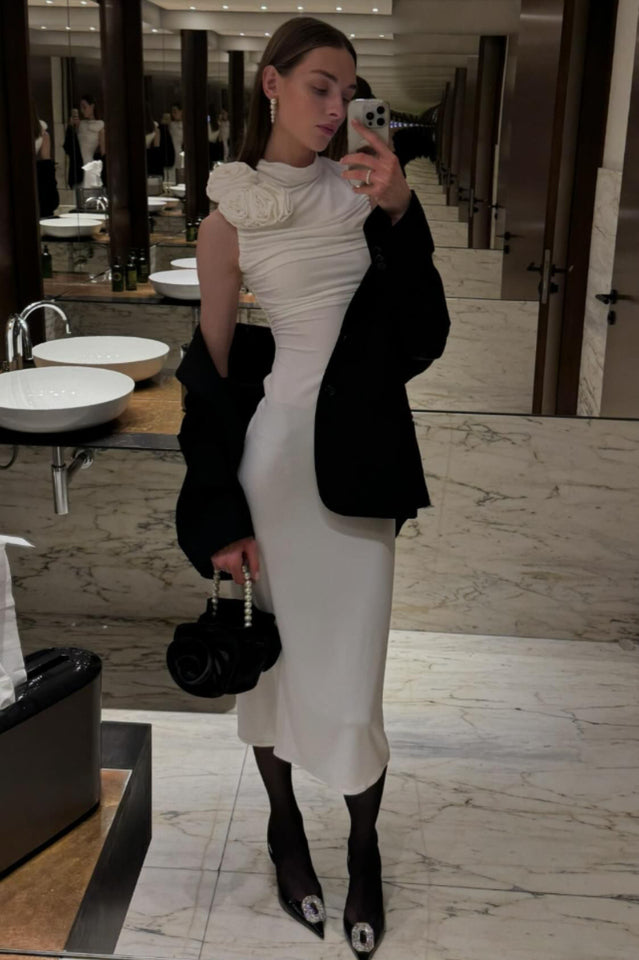 Flower Detail Ruched Midi Dress | Dress In Beauty