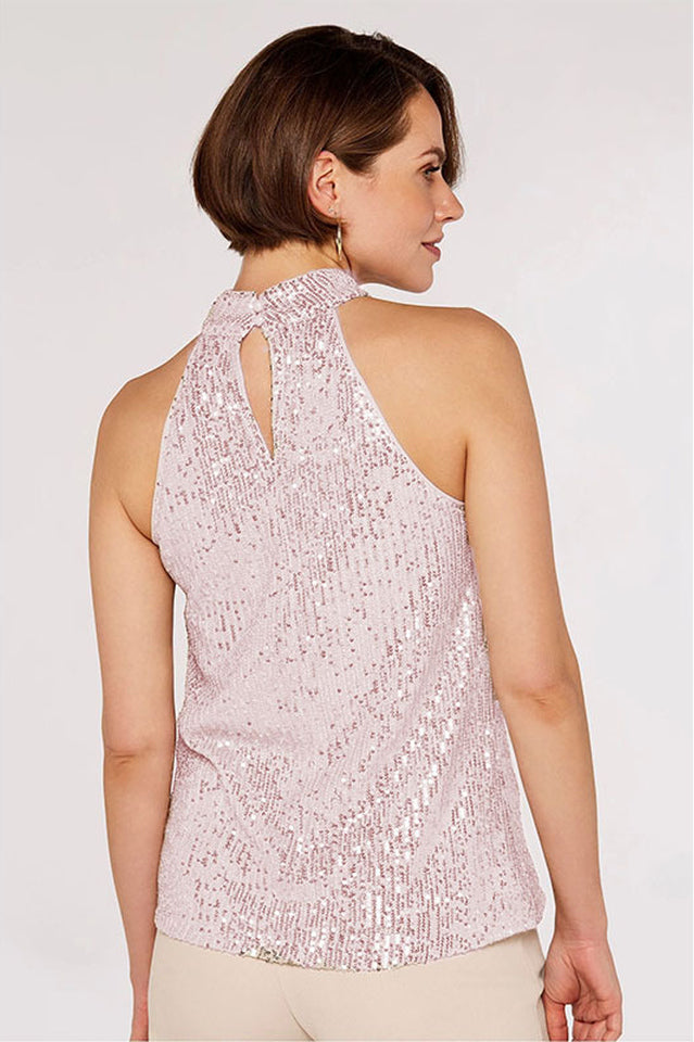 Apricot Sequin Halter Neck Top | Dress In Beauty
