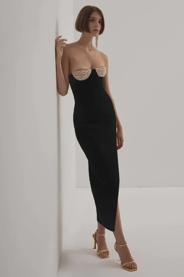 Baroque Pearl Chest Cup Dress - WEUXS