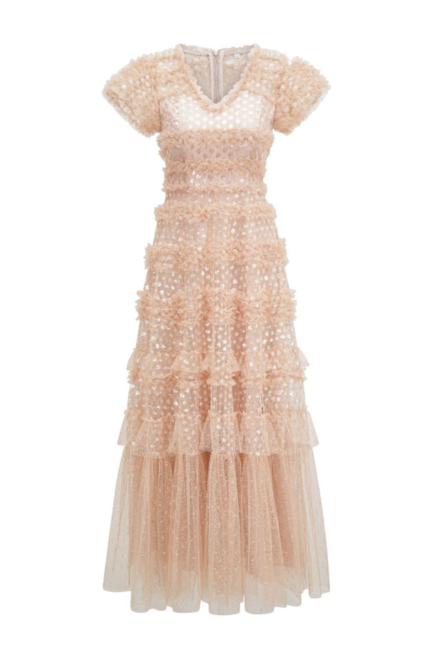 Sequin Layered Ruffle Tulle Maxi Dress | Dress In Beauty