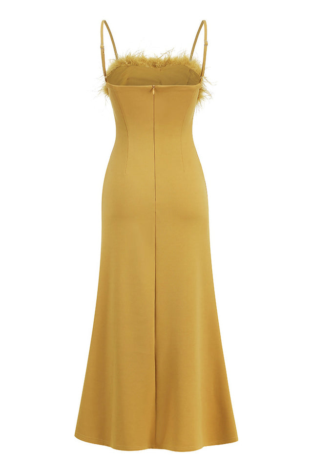 Leighton Yellow Feather Maxi Dress | Dress In Beauty