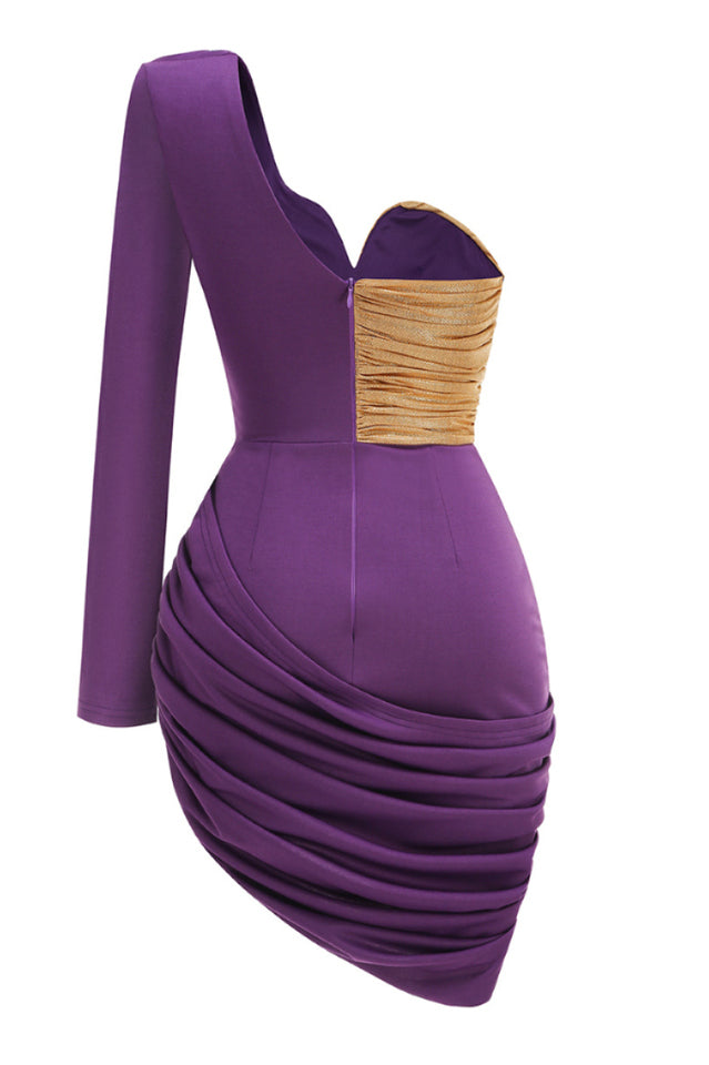 One Sleeve Purple Mini Dress | Dress In Beauty