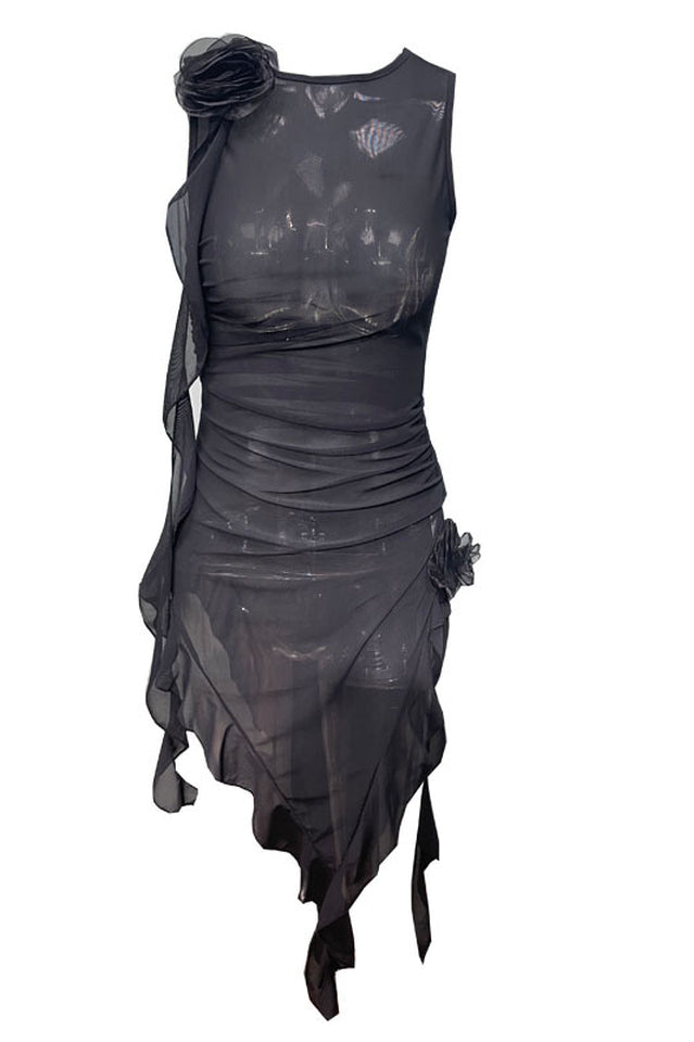 See Through Rose Ruffle Dress | Dress In Beauty