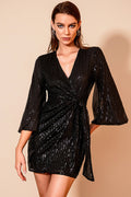 Surplice Neck Knot Side Sequin Dress | Dress In Beauty