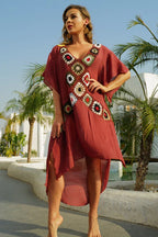 Women's V-neck short sleeve beach cover up - View 8 | WEUXS