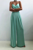 Women's Satin Wide Leg Jumpsuit - View 6 | WEUXS