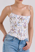 Floral Ribbon Print Corset Top | Dress In Beauty