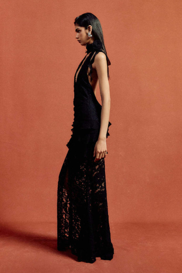 Dario Flower Plunge Lace Maxi Dress | Dress In Beauty