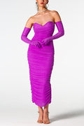 Adeline Grape Midi Halter Neck Dress | Dress In Beauty