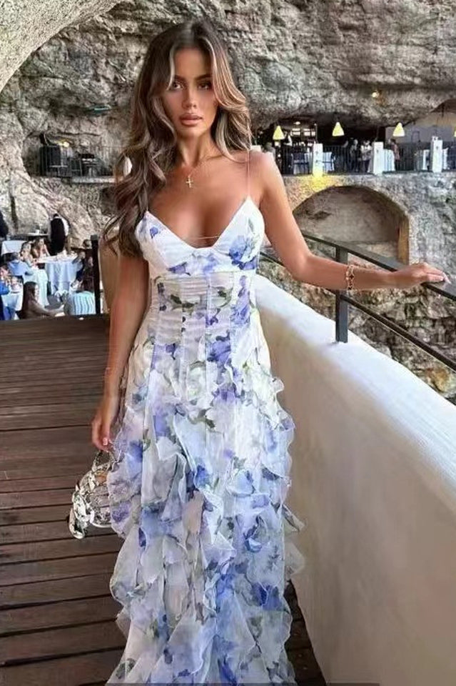 NOÉMIE Ruffled Floral Print Midi Dress | Dress In Beauty