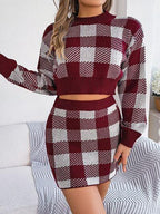 Plaid knit two piece set - View 7 | WEUXS