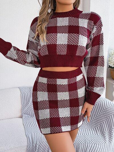 Plaid knit two piece set - View 7 | WEUXS