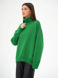 Oversized High Neck Knit Sweater - View 24 | WEUXS