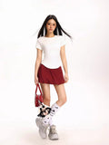 Women's ruched waist slim fit knit top - View 7 | WEUXS