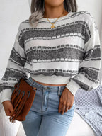 Textured Striped Knit Sweater - View 10 | WEUXS