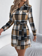 Green Plaid Belted Shirt Dress - View 8 | WEUXS