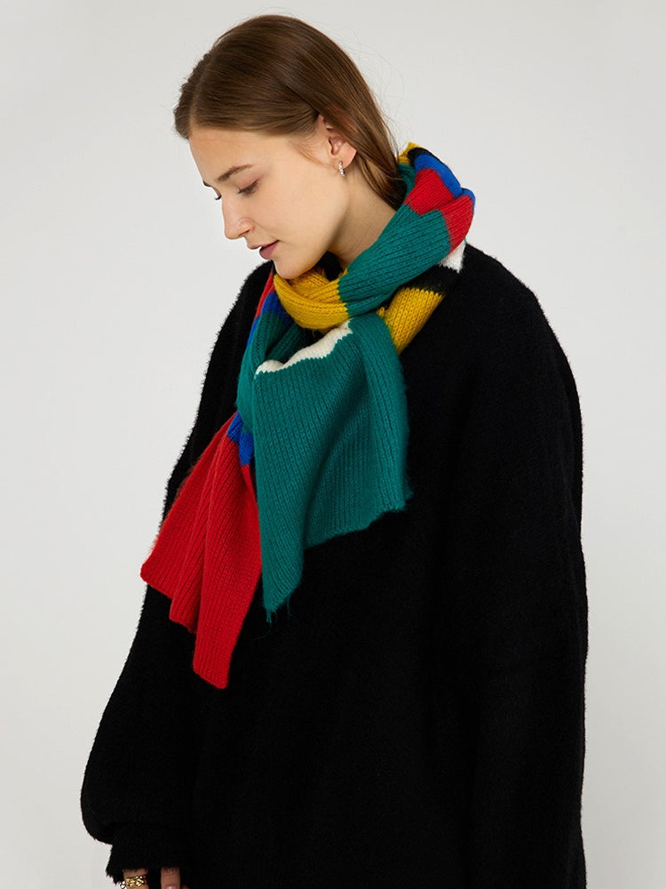 Bold Multi-Color Stripe Knit Scarf
