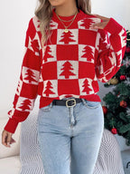 Festive Forest Checkerboard Knit Sweater - View 9 | WEUXS