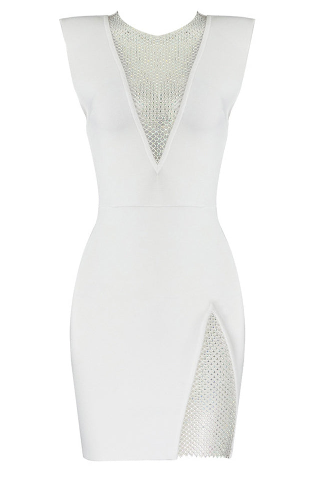 Rhinestone Detail Spliced Dress | Dress In Beauty