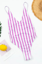 Women's one piece swimsuit with vertical stripes - View 17 | WEUXS