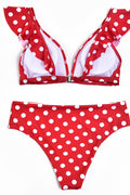 Polka Dot High Waist Ruffle Bikini - Dress In Beauty