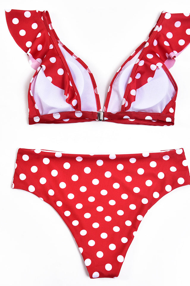 Polka Dot High Waist Ruffle Bikini - Dress In Beauty