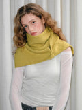 Yellow knitted scarf with button closure and wrap design