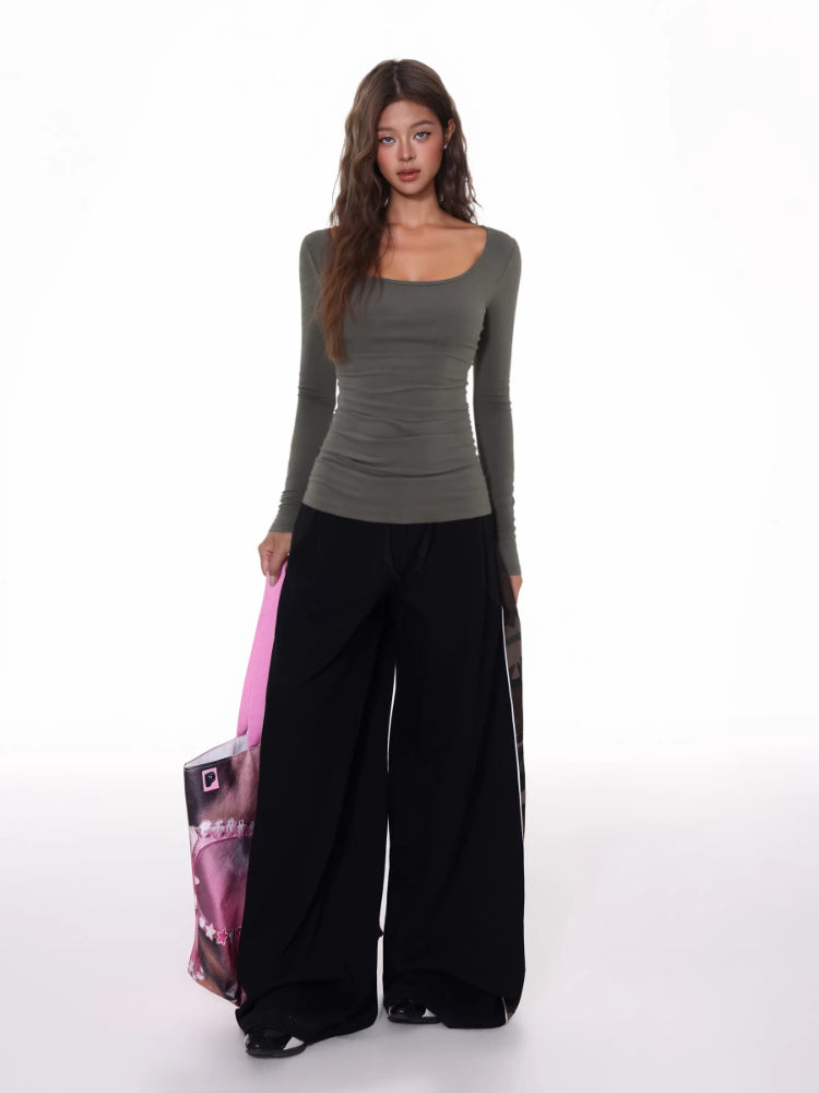 Ribbed Knit Long Sleeve Top - View 6 | WEUXS