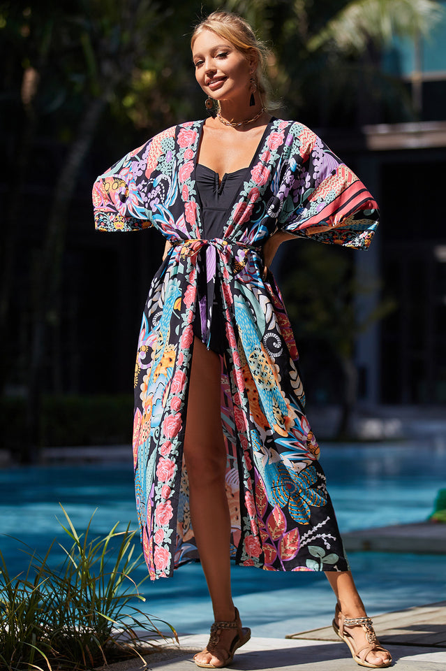 Tie Dye Belt Kimono Blouse (15 Colors) | Dress In Beauty