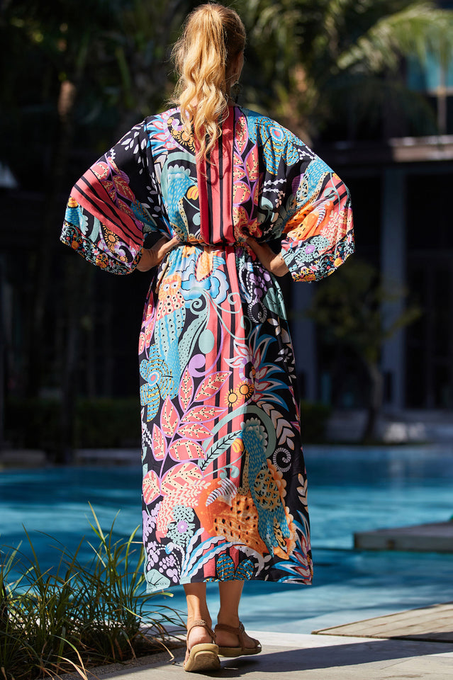 Tie Dye Belt Kimono Blouse (15 Colors) | Dress In Beauty