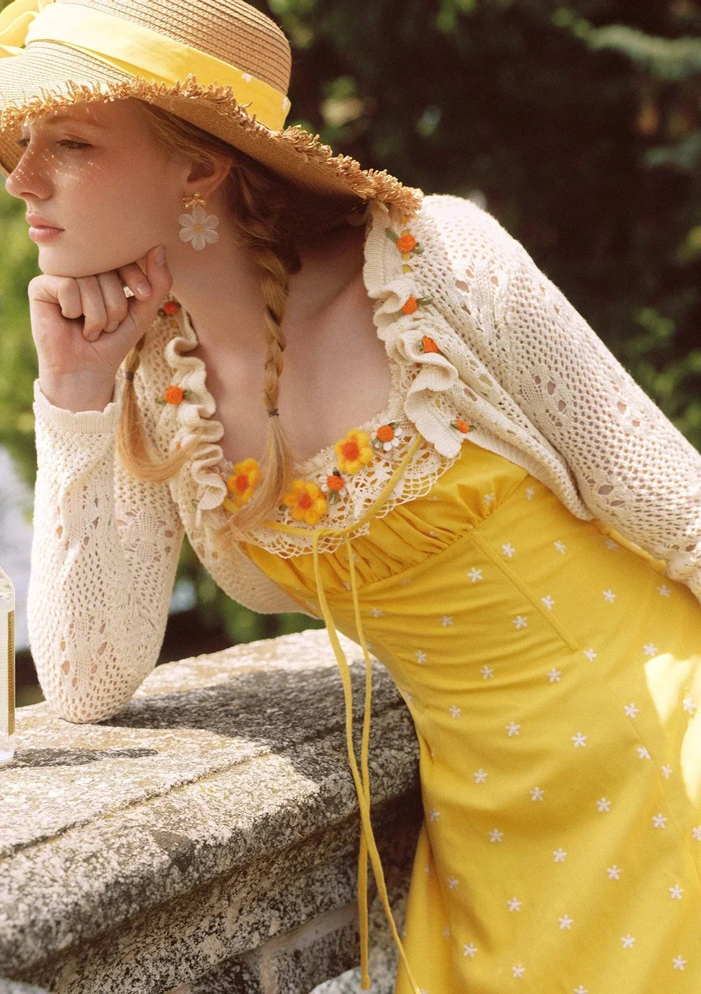Embroidered Maxi Dress with Square Neckline - View 11 | WEUXS