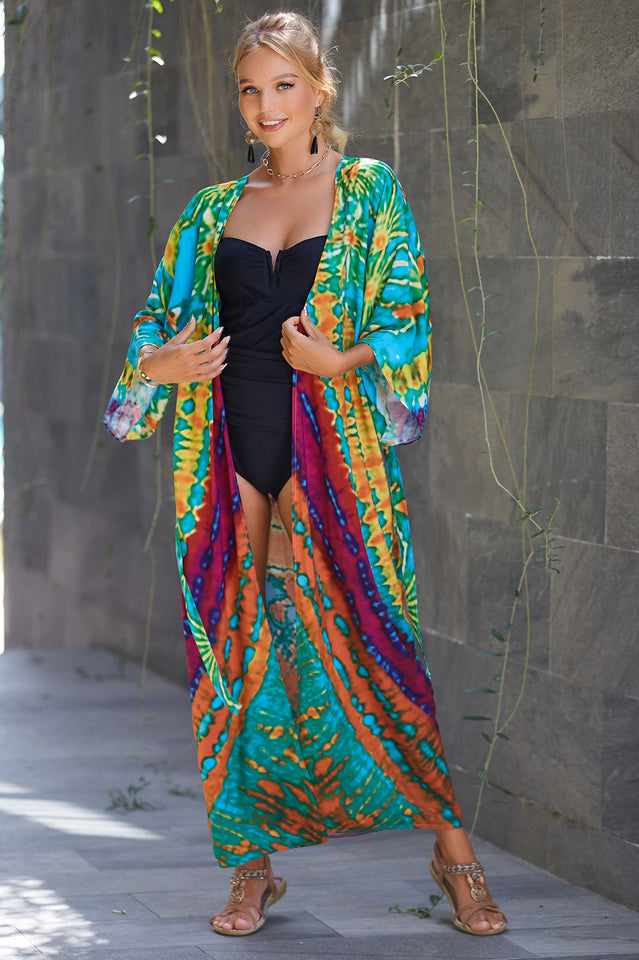 Tie Dye Belt Kimono Blouse (15 Colors) | Dress In Beauty