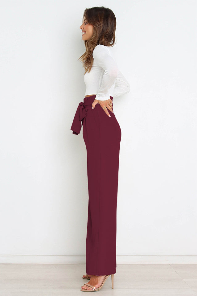 High Waist Belted Straight Leg Pants | Dress In Beauty