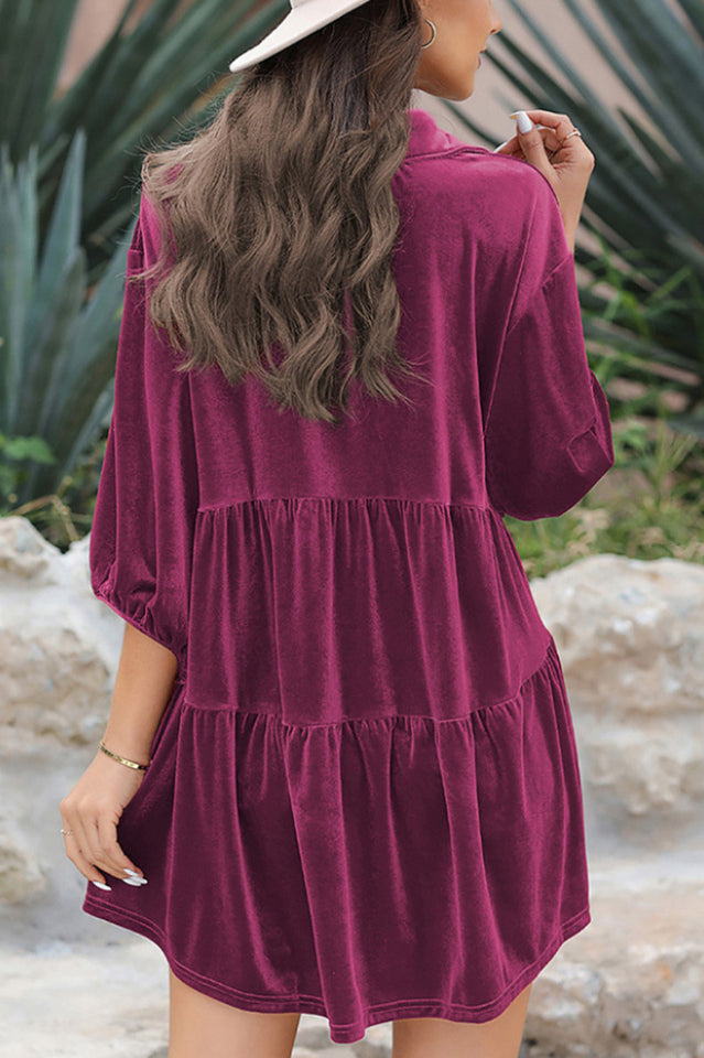 Chestnut Ruffle Velvet Tunic Top | Dress In Beauty
