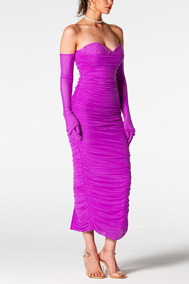 Adeline Grape Midi Halter Neck Dress | Dress In Beauty