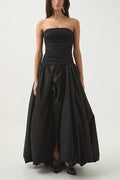 Strapless Ruched Puff Maxi Dress | Dress In Beauty