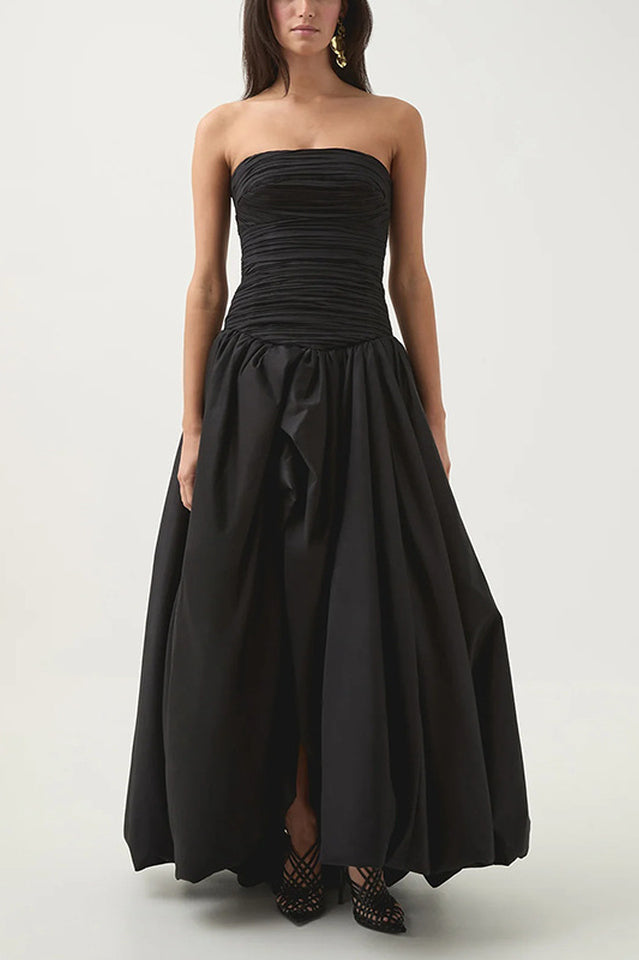 Strapless Ruched Puff Maxi Dress | Dress In Beauty