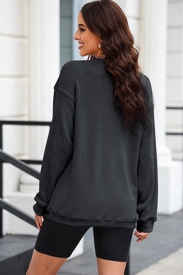 Round Neck Dropped Shoulder Sweatshirt | Dress In Beauty